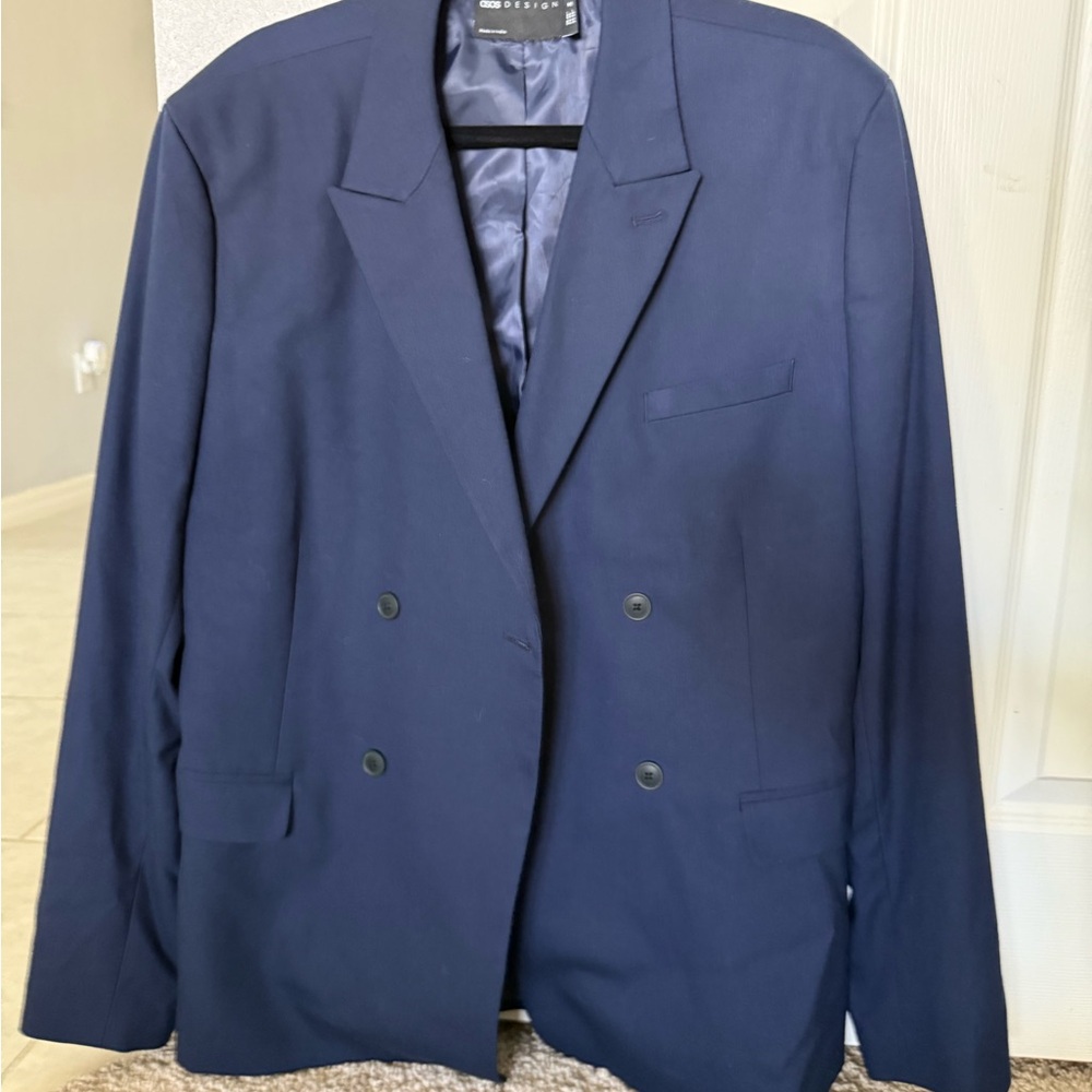 ASOS Men's Double-Breasted Navy Blazer